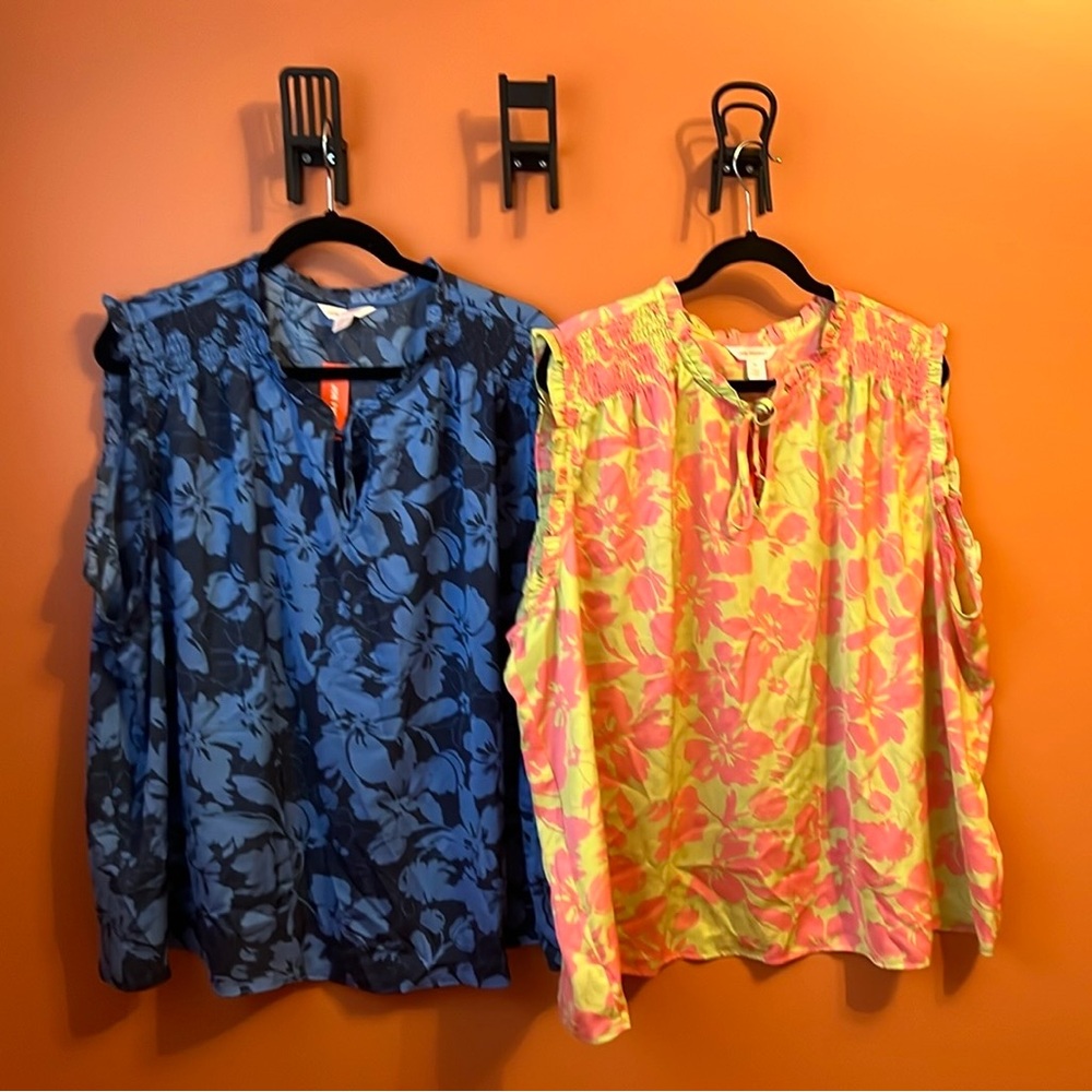 Floral Blouses in Blue, Green and Pink